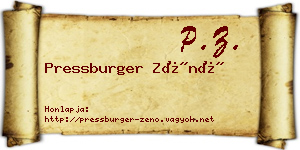 Pressburger Zénó névjegykártya